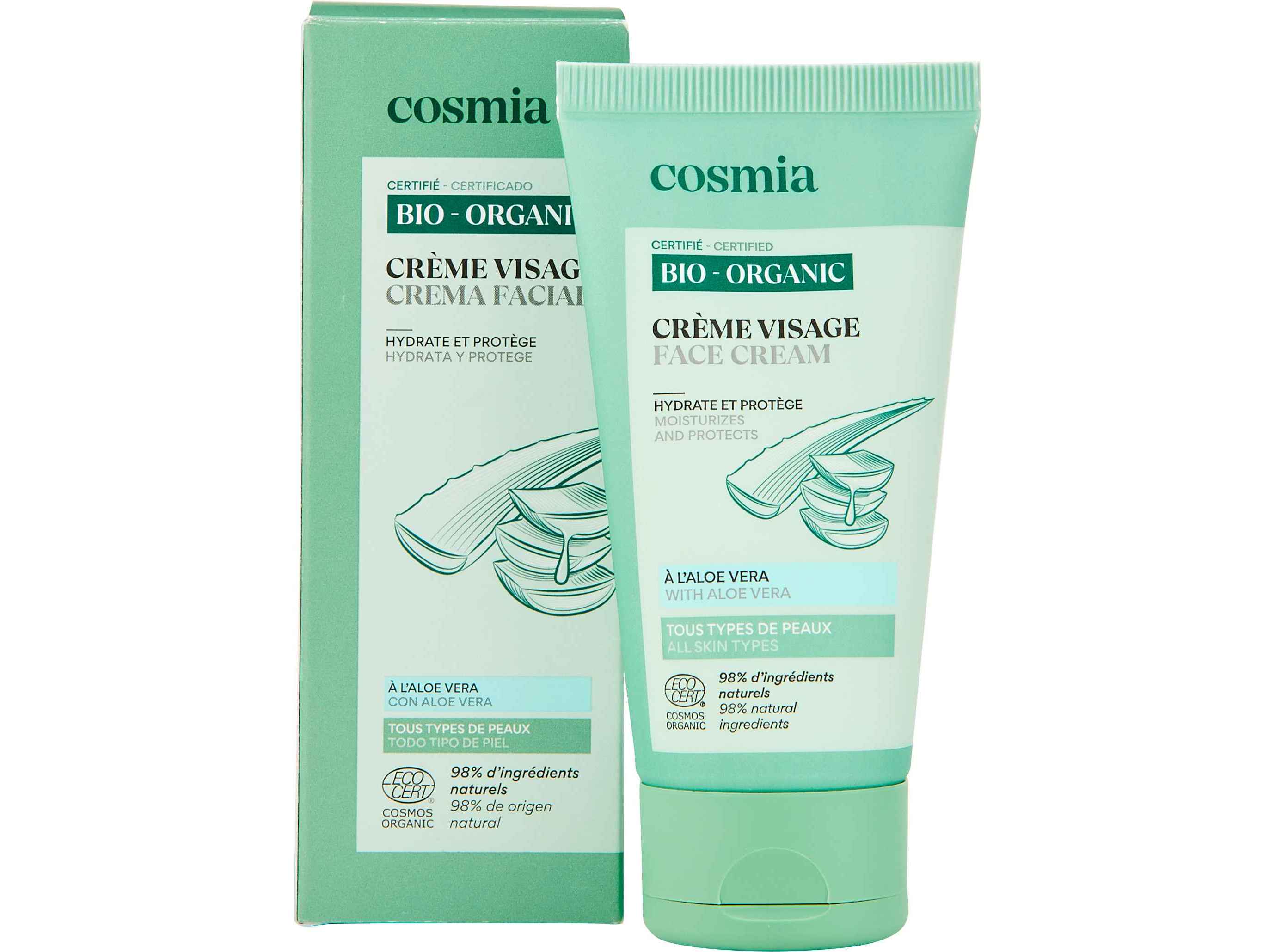 CREME ROSTO COSMIA BIO ALOE VERA HIDRATA E PROTEGE 50ML