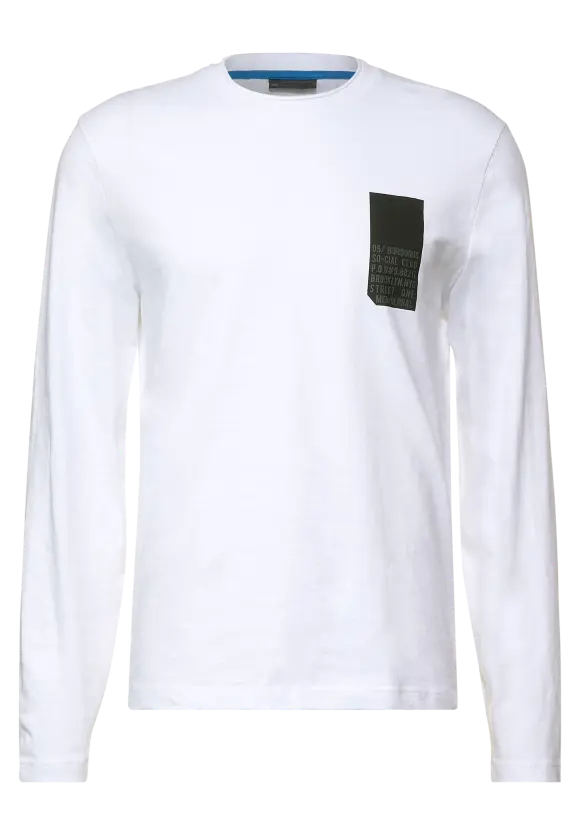 Langarmshirt mit Brustprint - White