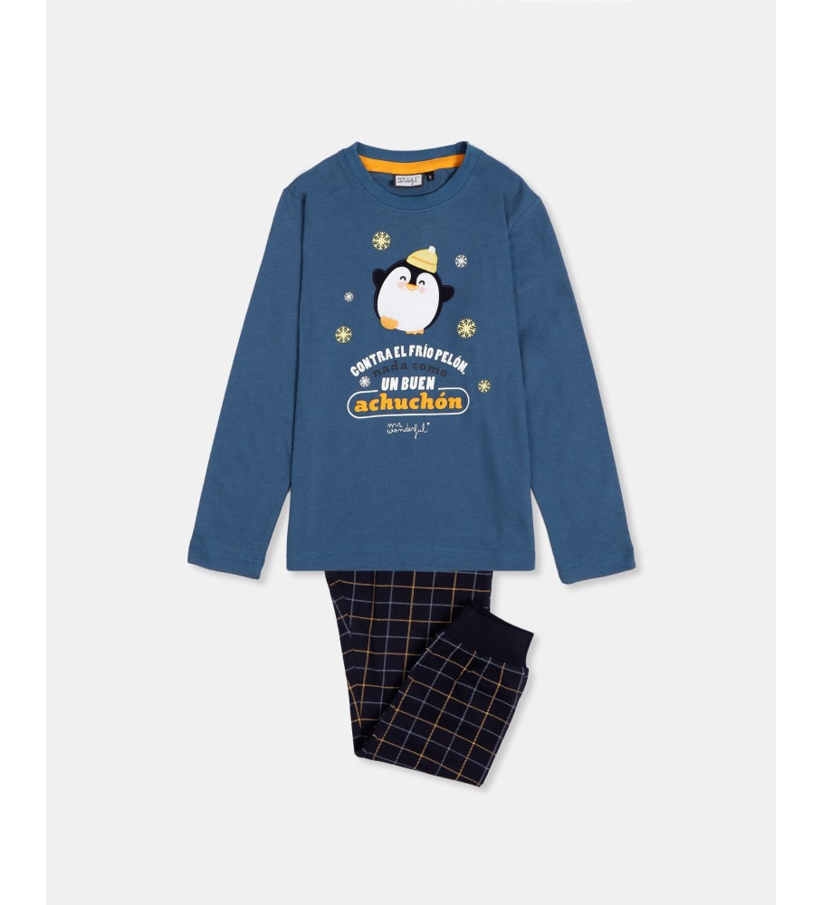 Pijama Aznar Innova de manga comprida azul aquecedor