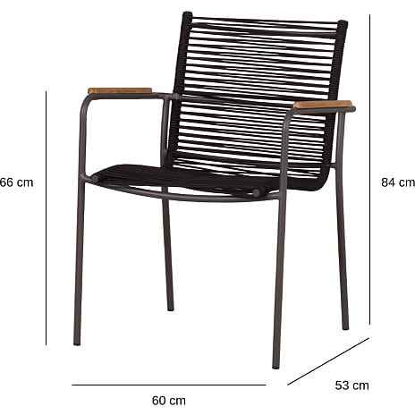 Mood Classic Texteline havestol med teak armlæn - antracit