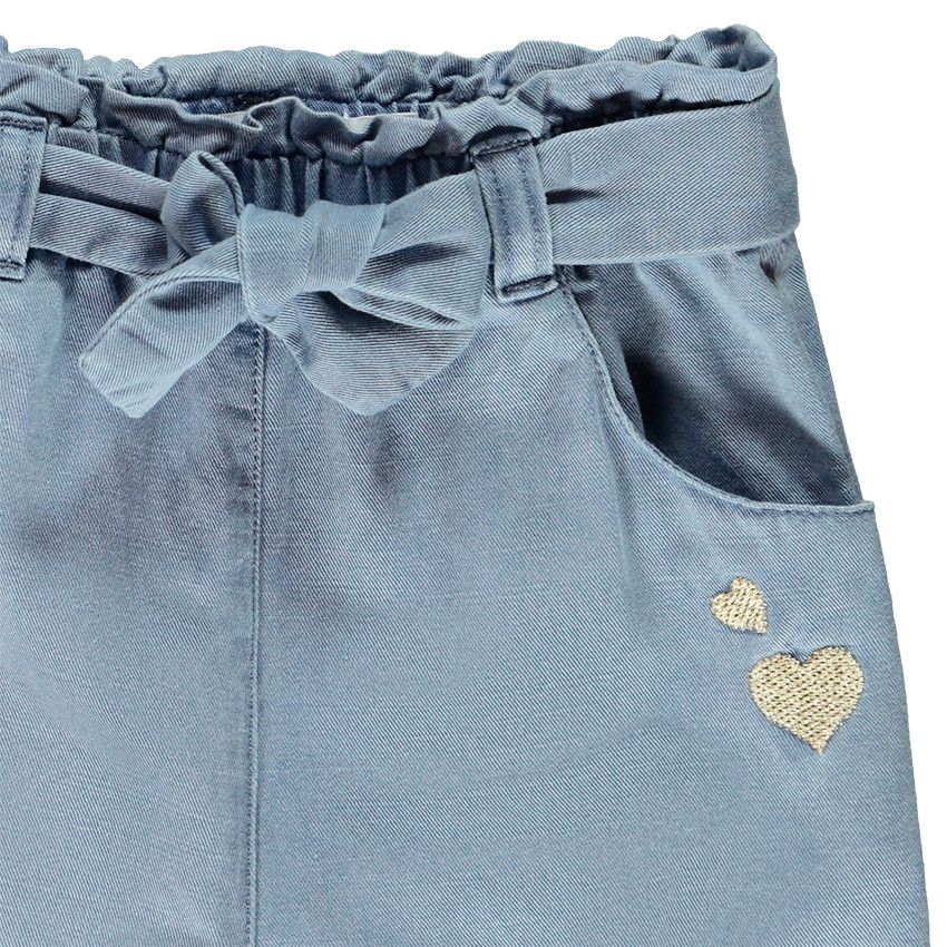 Pantalon avec ceinture motif noeud pour bébé fille - Bleu