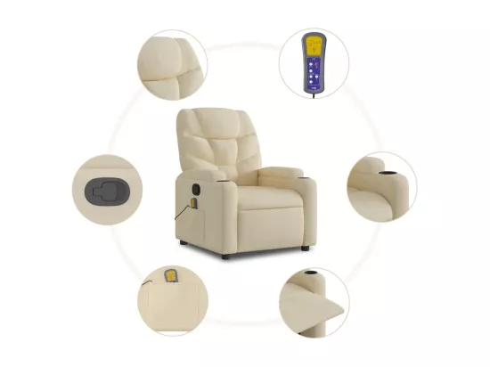 Fauteuil massant inclinable Crème Tissu