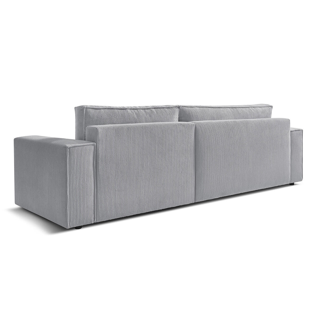 Bobochic Canapé d'angle convertible reversible Nihad en velours côtelé gris clair - 282x153 cm