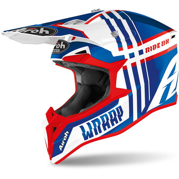 Airoh - Casque enfant Wraap Youth Broken Bleu / Rouge / Blanc