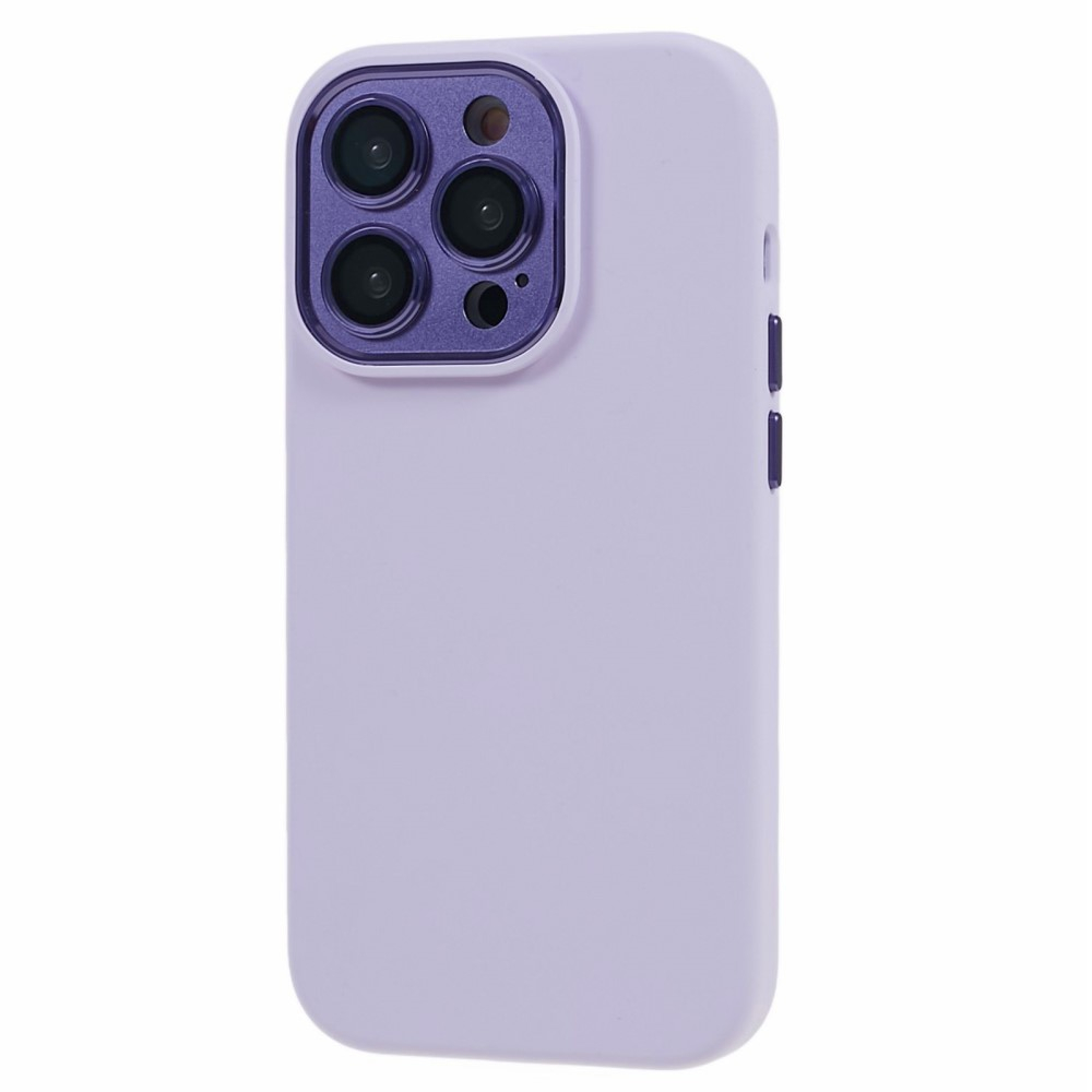 iPhone 15 Pro Max Silikon Hardcase Hülle mit Alu Kamerarahmen - Lila