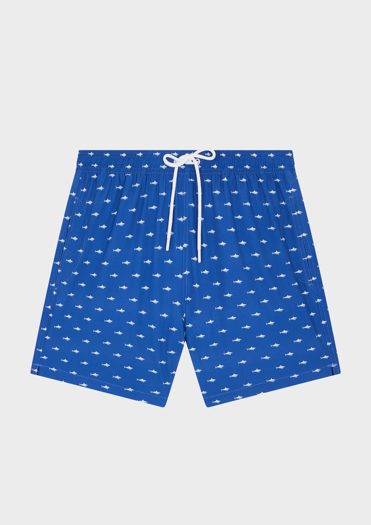 Maillot de bain bleu saphir à motif fantaisie blanc