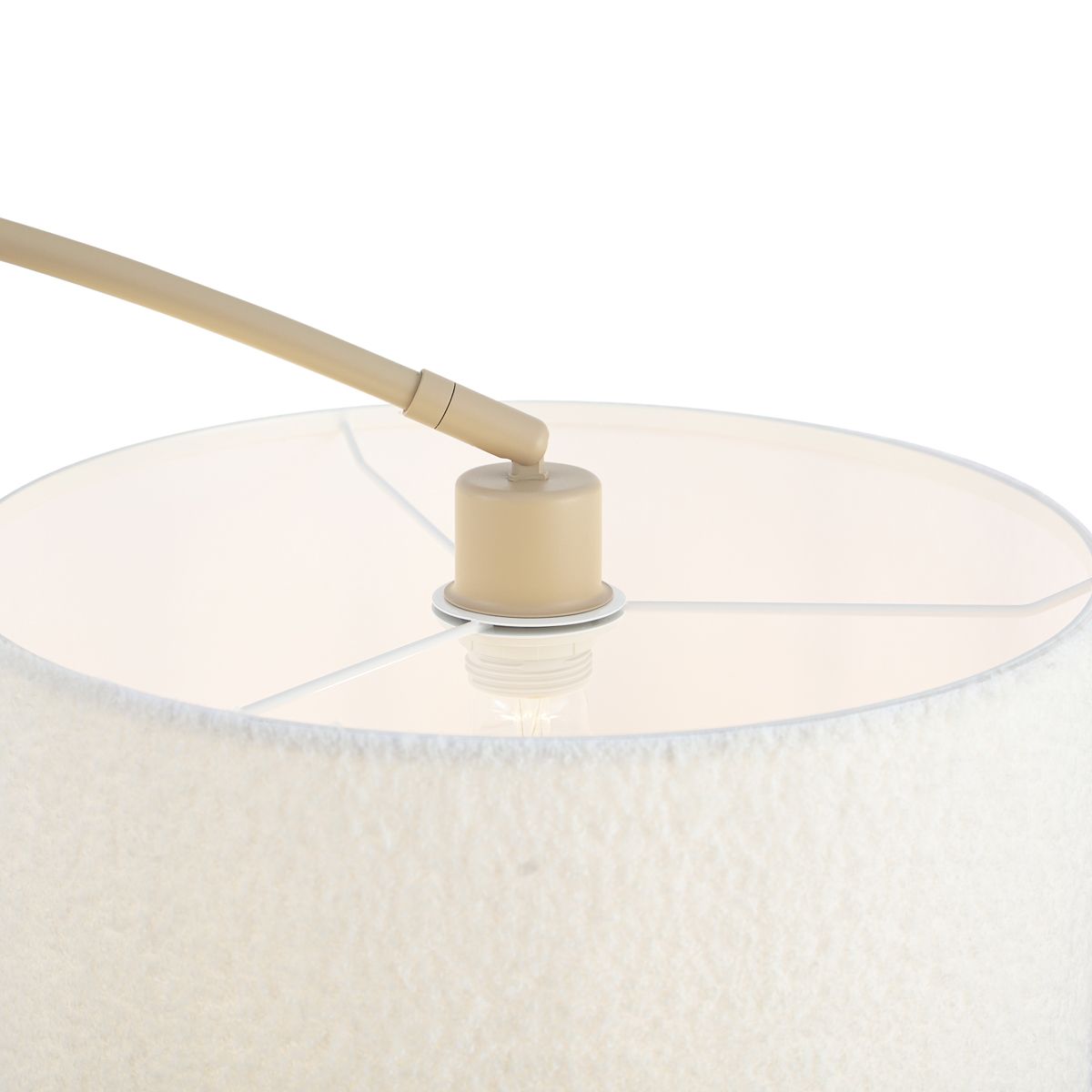 Moderne booglamp beige met teddy kap - Vinossa