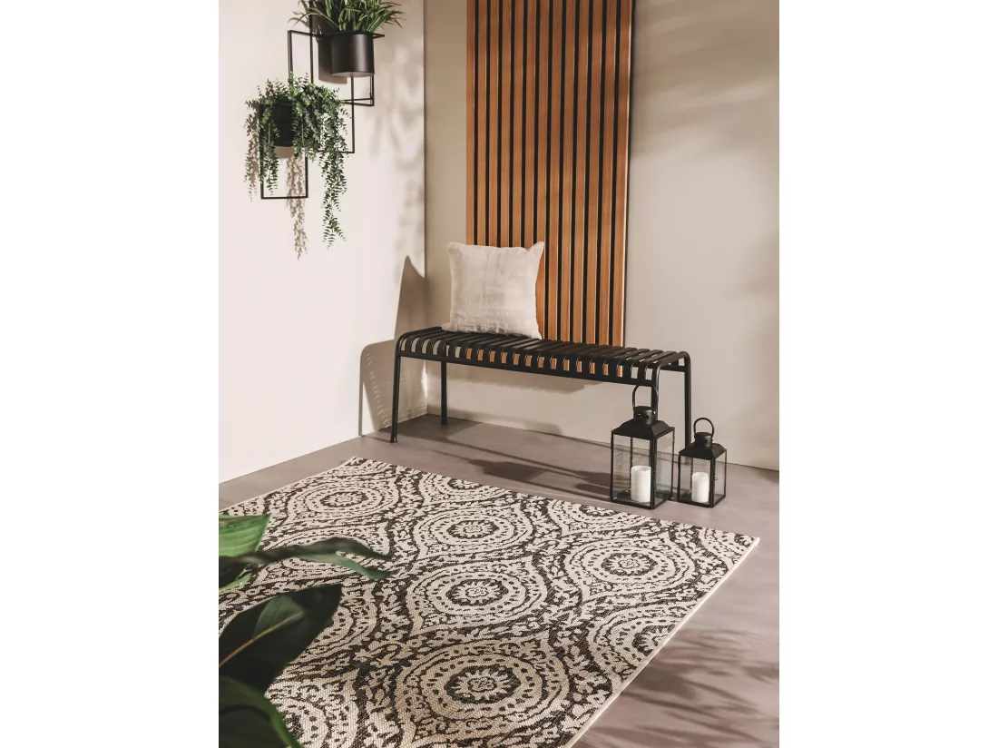 Tapis d'extérieur & intérieur Cleo Blanc & Noir 200x290 cm