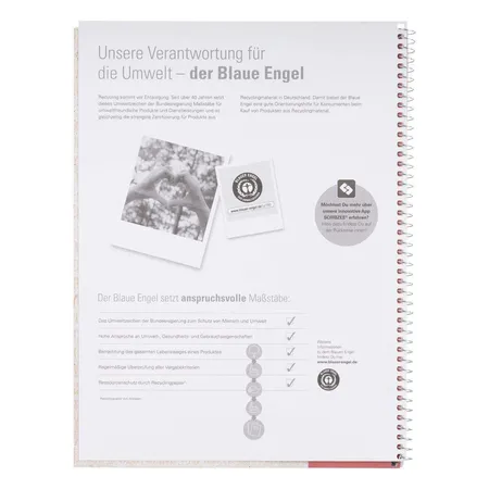 Oxford Recycling Collegeblock A4+, 80 Blatt, kariert mit weißem Rand rechts, 90 g/m², 4fach gelocht, Optik Paper®