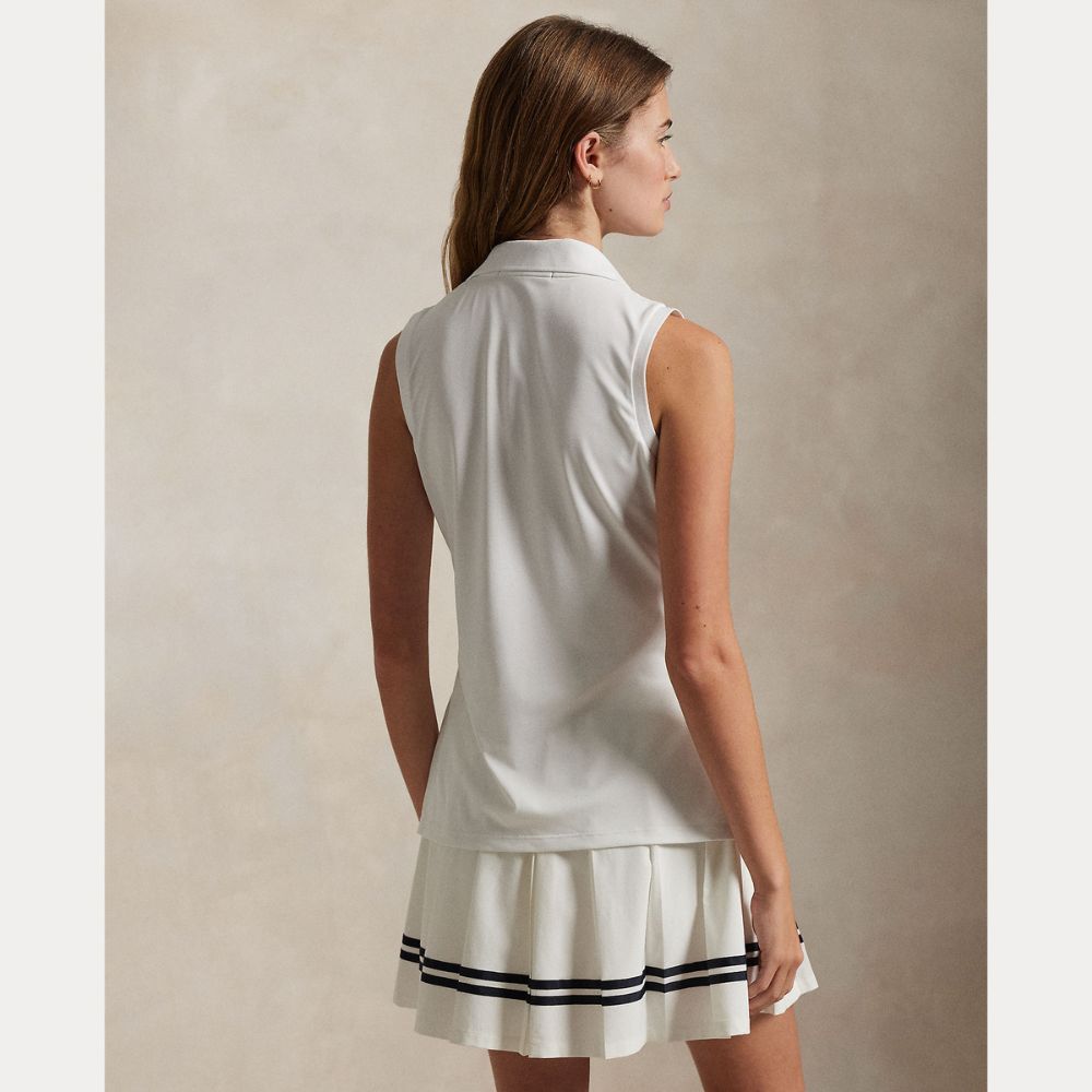 Classic Fit Sleeveless Pique Dame Hvit