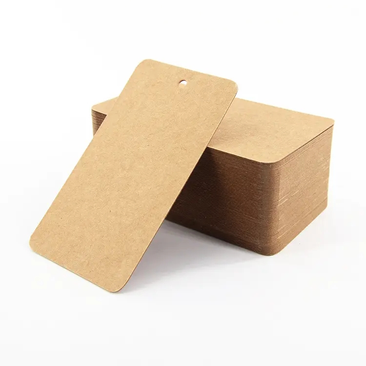 (100er Set) Schlichte Geschenk Anhänger Bastel Etiketten Kraftpapieranhänger - Braun