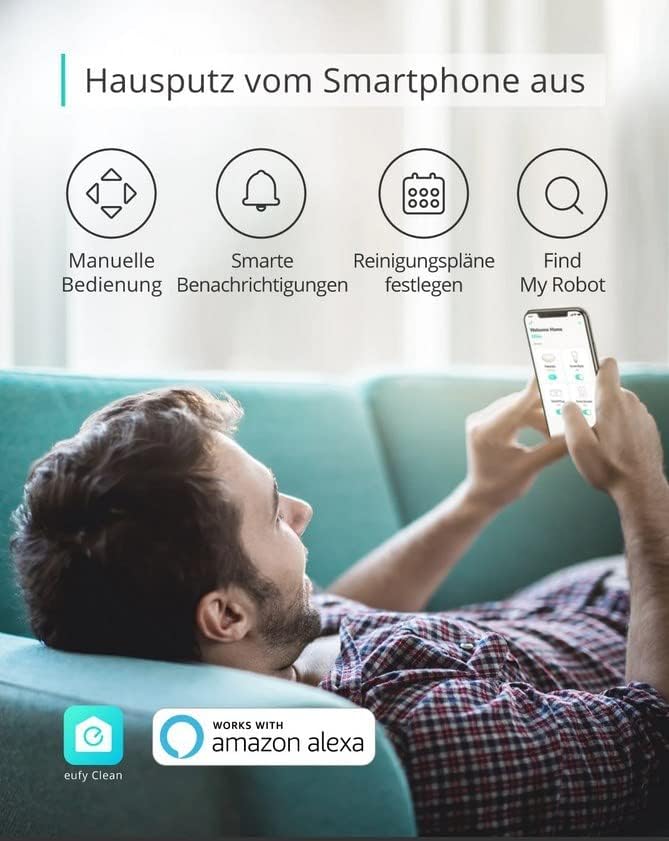 eufy by Anker RoboVac 15C Saugroboter [BoostIQ] mit WLAN Funktion, extrem flaches Design, 1300Pa Saugkraft, Geräuscharmer Betrieb, Selbstaufladender Staubsaugerroboter, für Hartböden und Teppiche