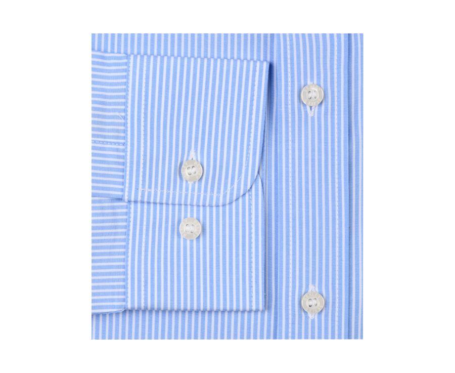 Chemise coton bleue à rayures blanches - QUENTIN