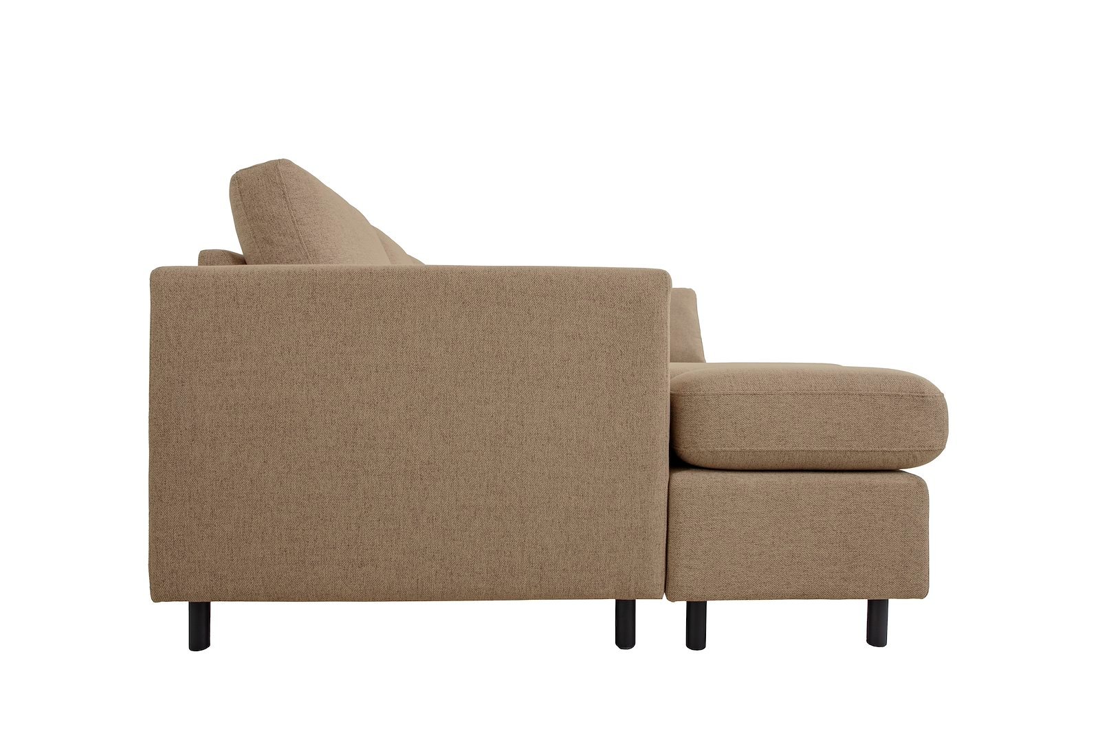 Oslo U-sofa Sjeseong venstre og åpen ende høyre. Tekstil Neve 16 Dark Beige med sorte ben