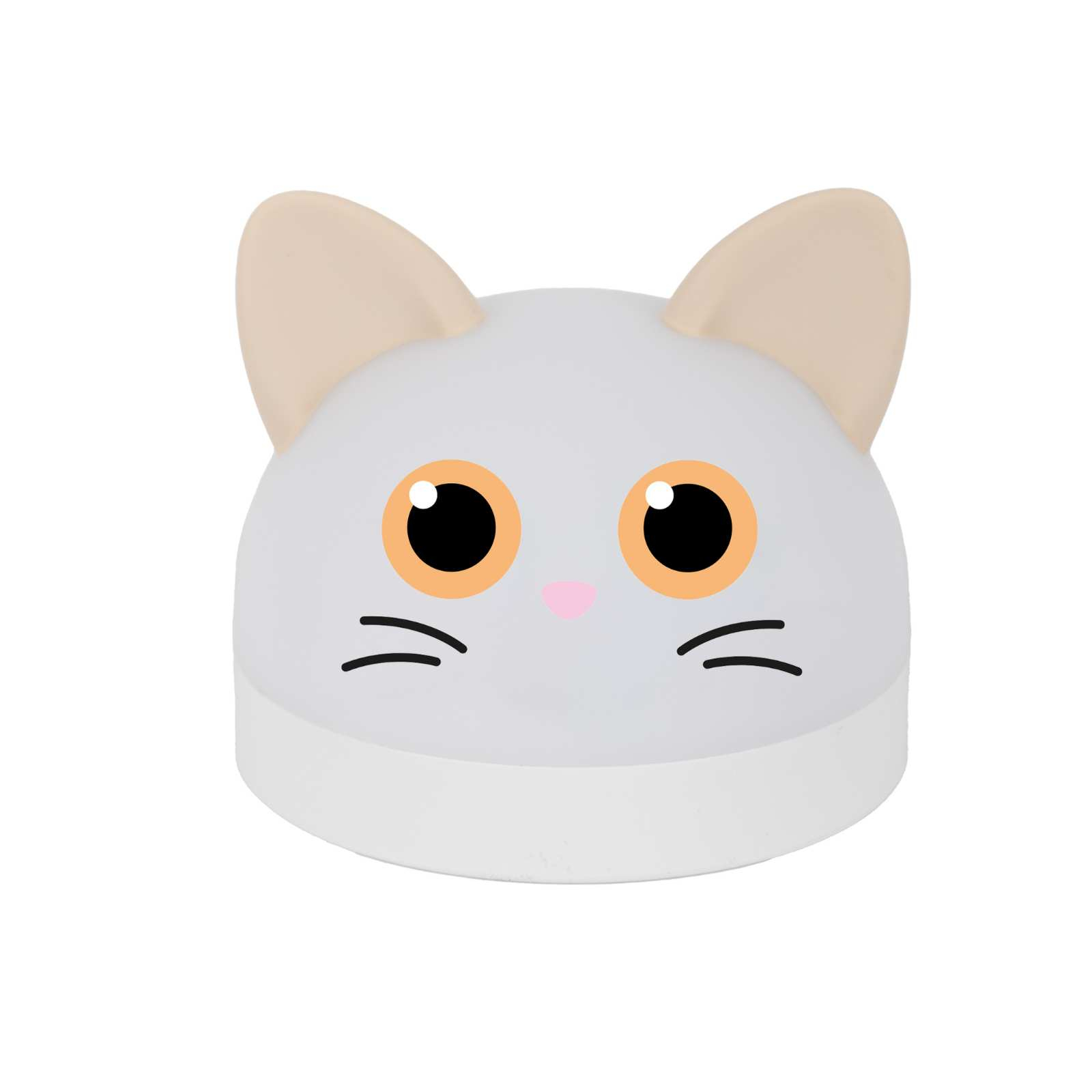 (11x9cm) 2in1 Silikon Wecker Kinder LED Nachtlicht Uhr Stimmungsleuchte (FI0541) - Katze