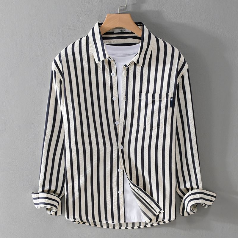 Acrius - Gestreept overhemd met lange mouwen en zakdetail
