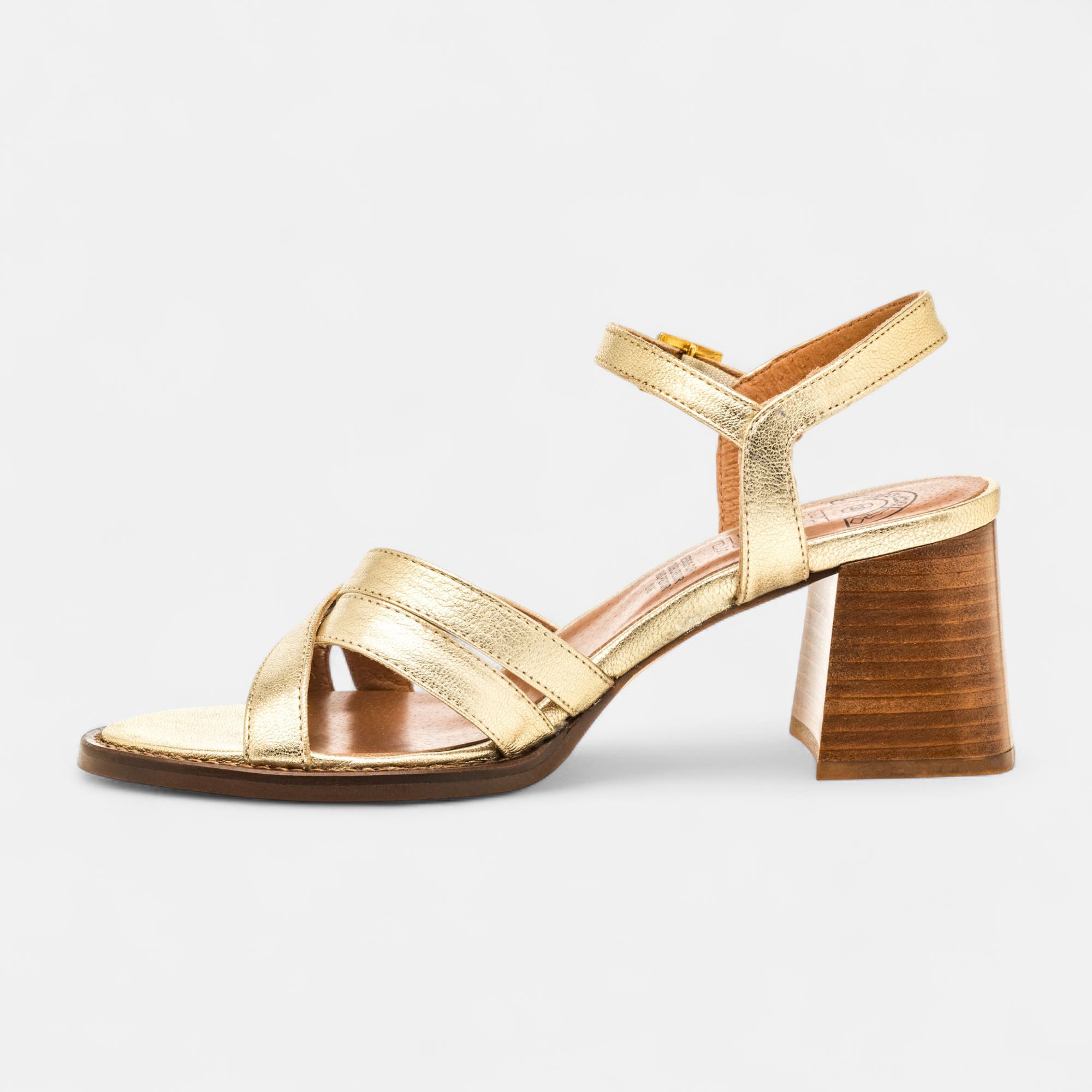 Nu-pieds à talon Femme en cuir or