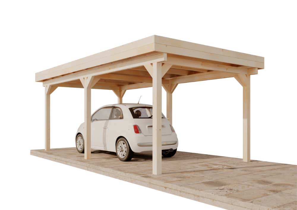 Alpholz enkele carport Olaf, houten carport, overkapping, luifel