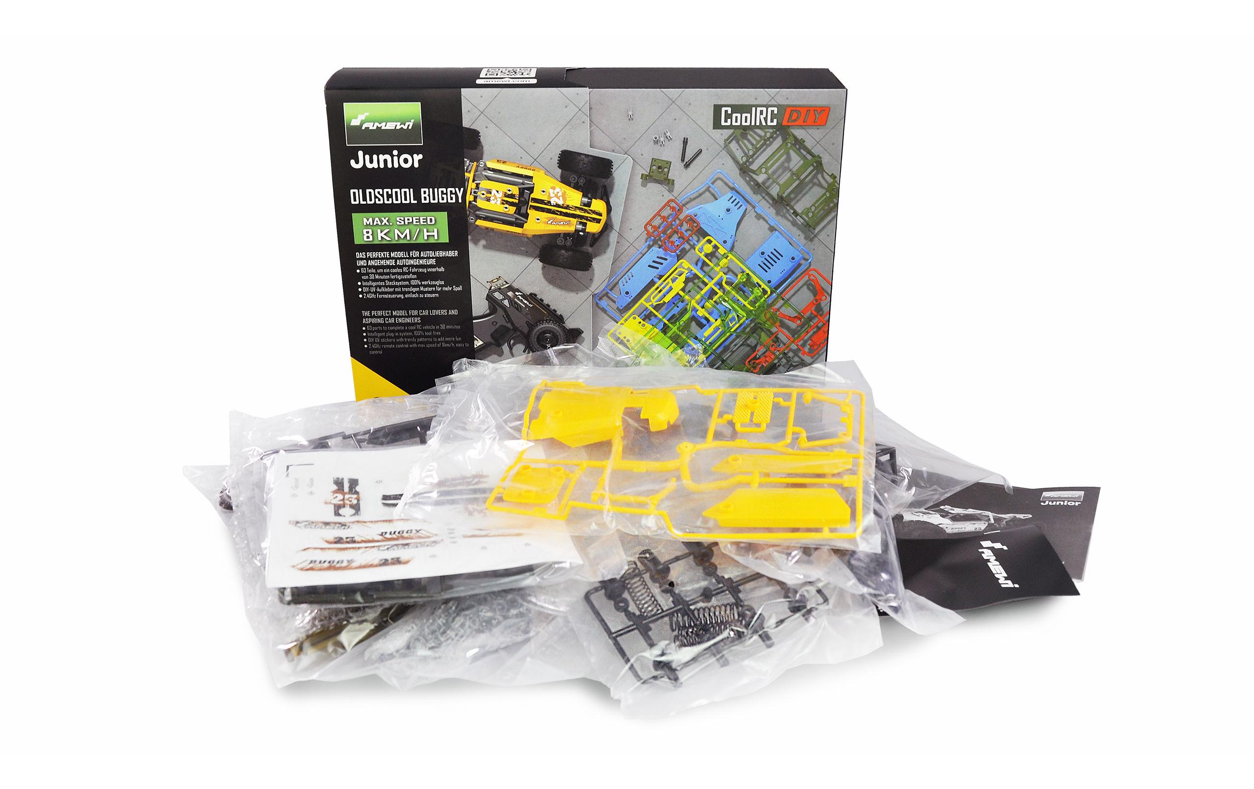 Buggy CoolRC DIY Oldscool 2WD Bausatz, 1:18Kleiner RC Buggy zum selber zusammenbauen