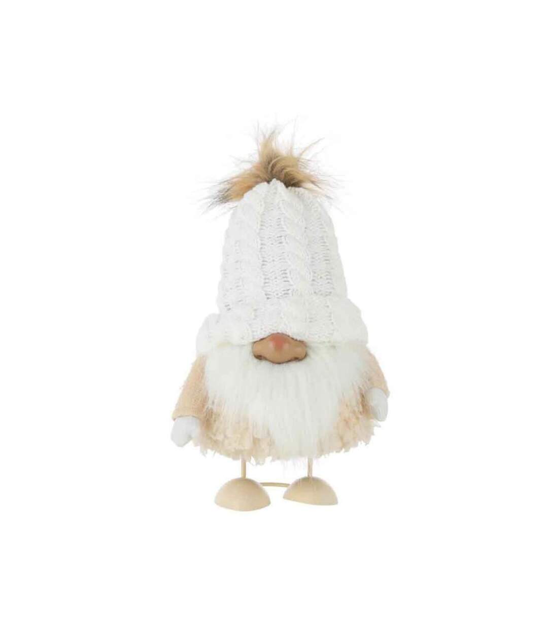 Paris Prix - Statuette Déco père Noël Pompons 34cm Blanc