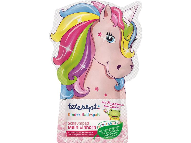 tetesept Badesalz Mein Einhorn, assortiert 40 ml Badespass für Kinder färbt das Wasser rosa und erzeugt viel Schaum