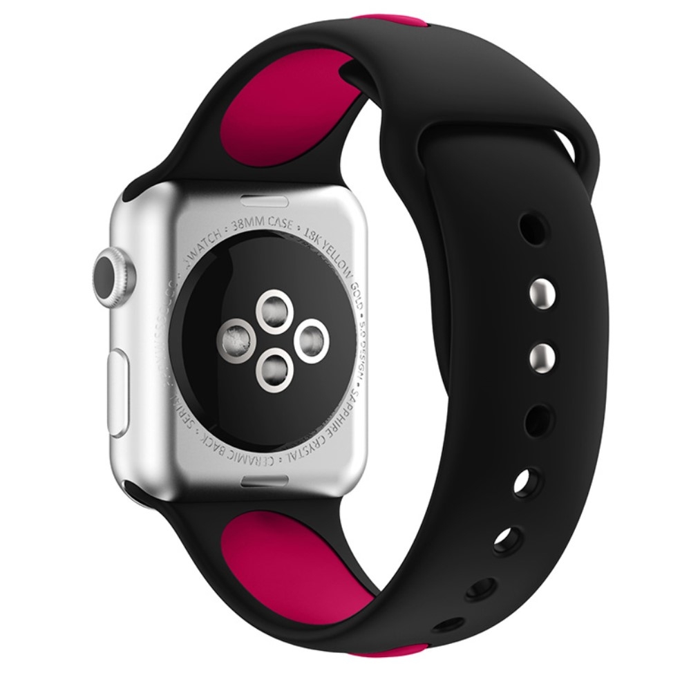 Apple Watch (42/41/40/38 mm) Ersatz Silikon Armband Dual Color - Schwarz / Pink