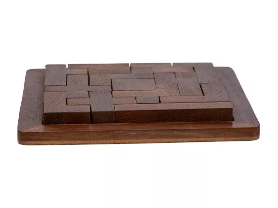 Jeu de casse-tête en zigzag en bois marron 16x16x03h