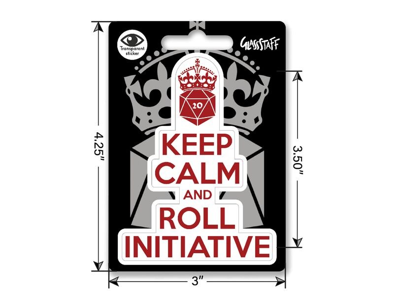 Glass Staff Keep calm & Roll Initiative Sticker Rot Aufkleber für RPG-Fans