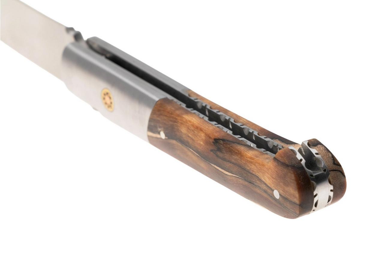 Laguiole en Aubrac Sauveterre Spalted Beechwood, Matt Stainless Bolster, Mosaic Pin, zakmes, 11 cm