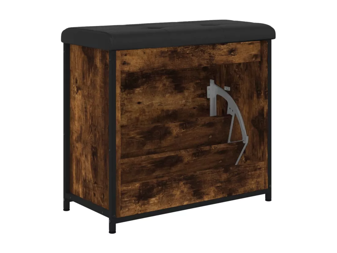 Banc à chaussures avec tiroir rabattable chêne fumé 62x32x56 cm