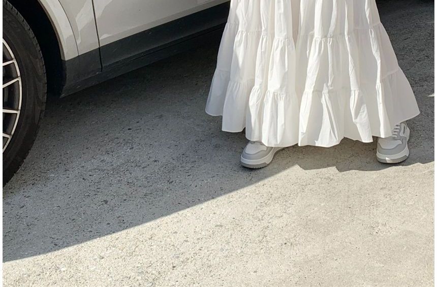 Coris - Effen A-lijn rok met elastische taille en lagen