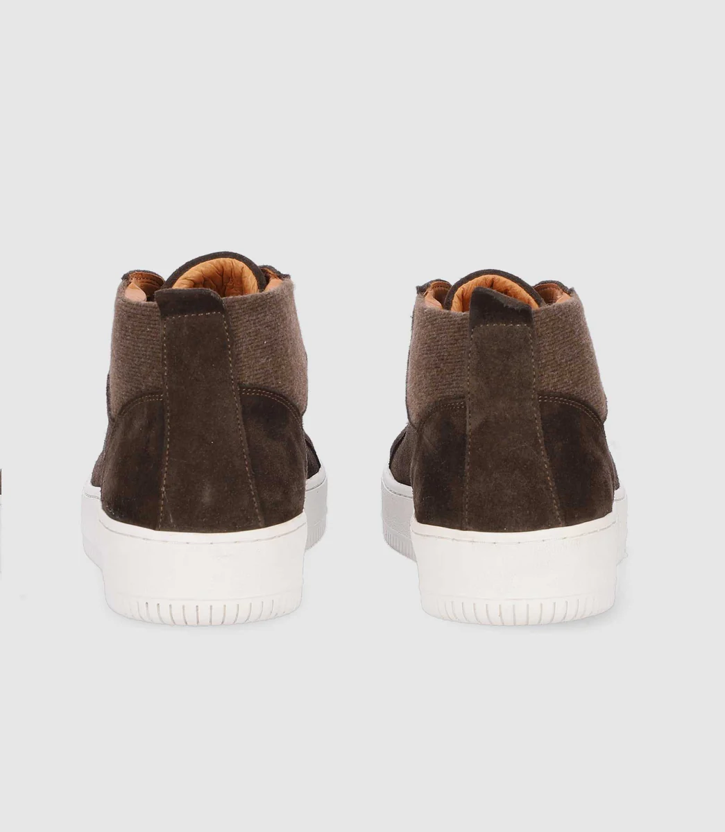 Sneakers en cuir lisse chocolat OMAR
