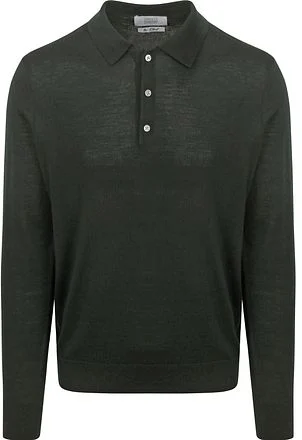 King Essentials The Robert Long Sleeve Poloshirt Merino Donkergroen KM111030002-G035T kopen
