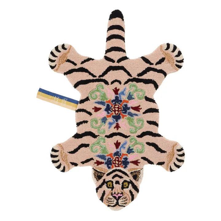 Doing Goods Tapis tigre Mahee Majestic en laine | Rose pêche