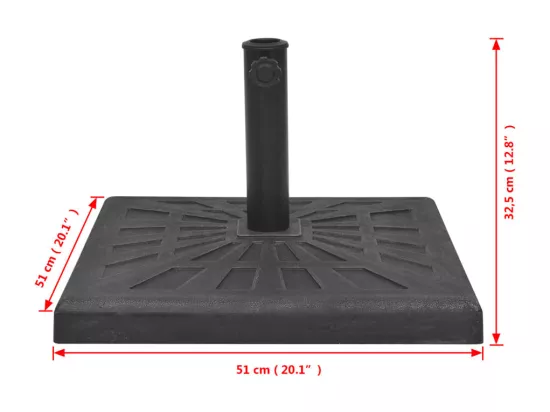 Base carrée de parasol Résine Noir 19 kg