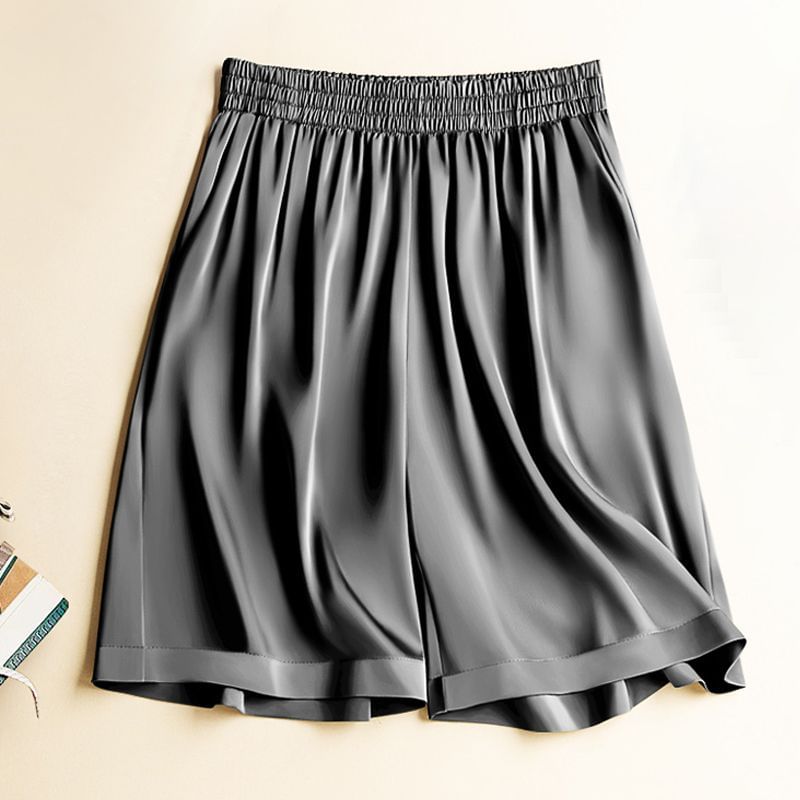 Fluffush - Effen satijnen shorts met elastische taille