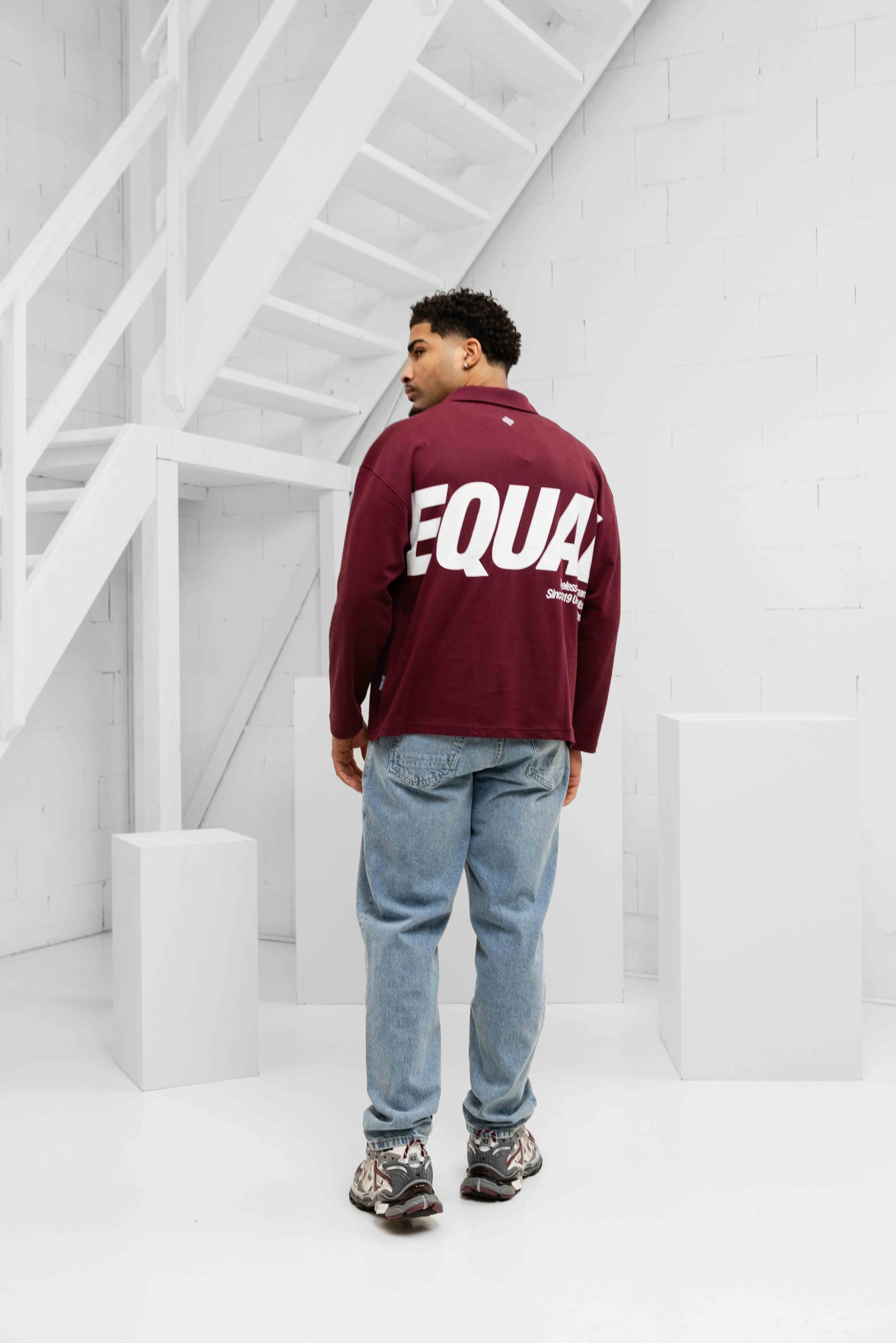 Equalite Elia Longsleeve Polo Heren Donkerrood