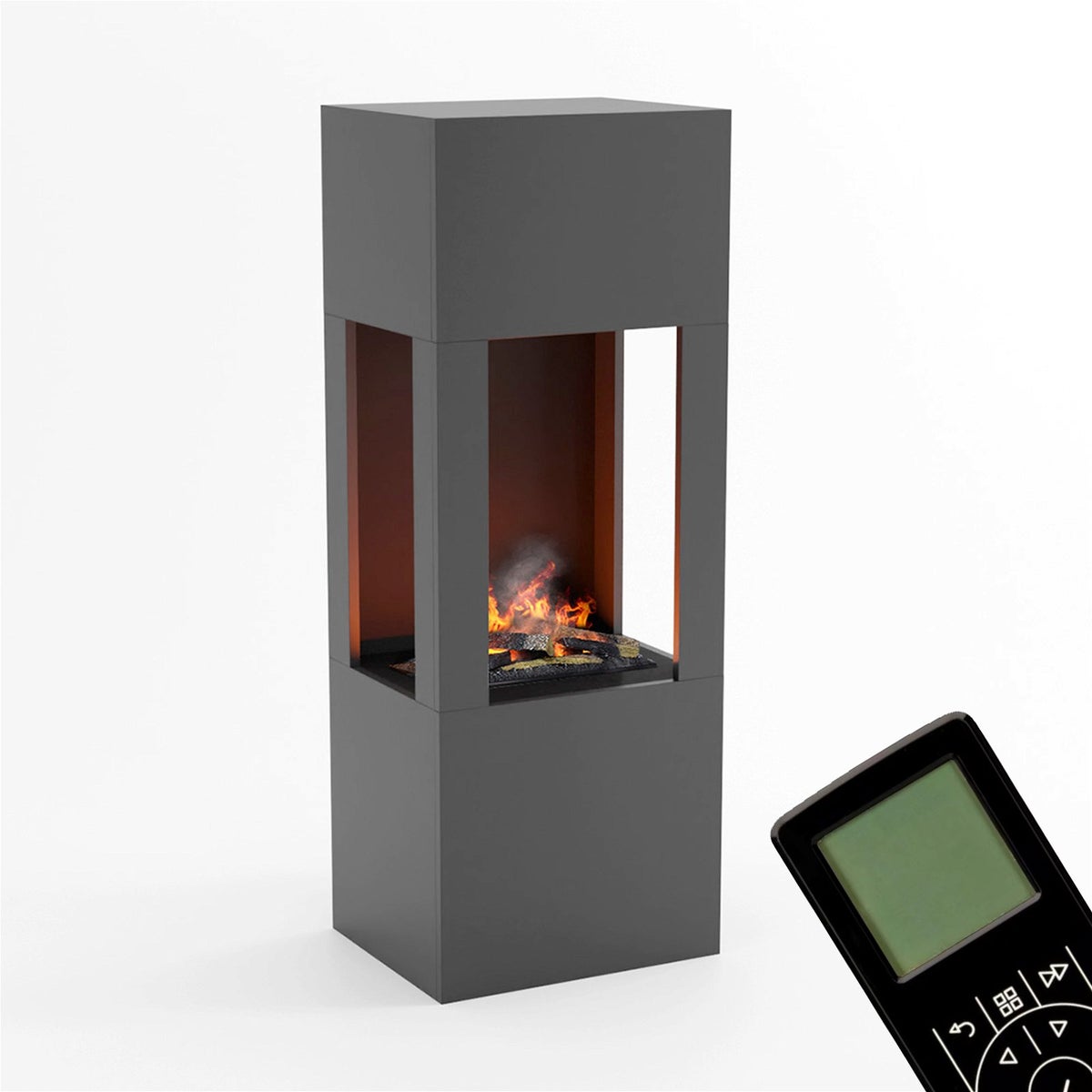 GLOW FIRE Elektrische haard 'Böll' | Waterdamphaard met OMC 400 inclusief hout in de kleur wit als roomdivider | HxBxD: 145x54x44 cm
