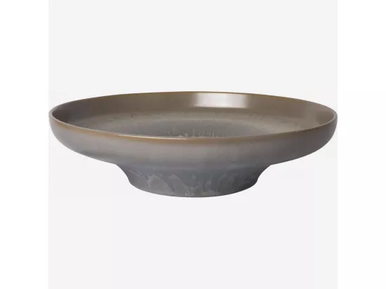 HABITAT - Plat de service rond en grès - 33 cm - Bleu et marron - Asta