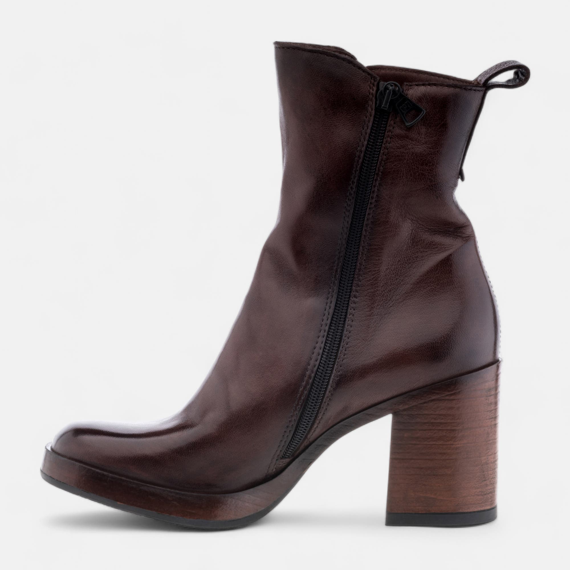 Bottines à talon Femme en cuir cognac
