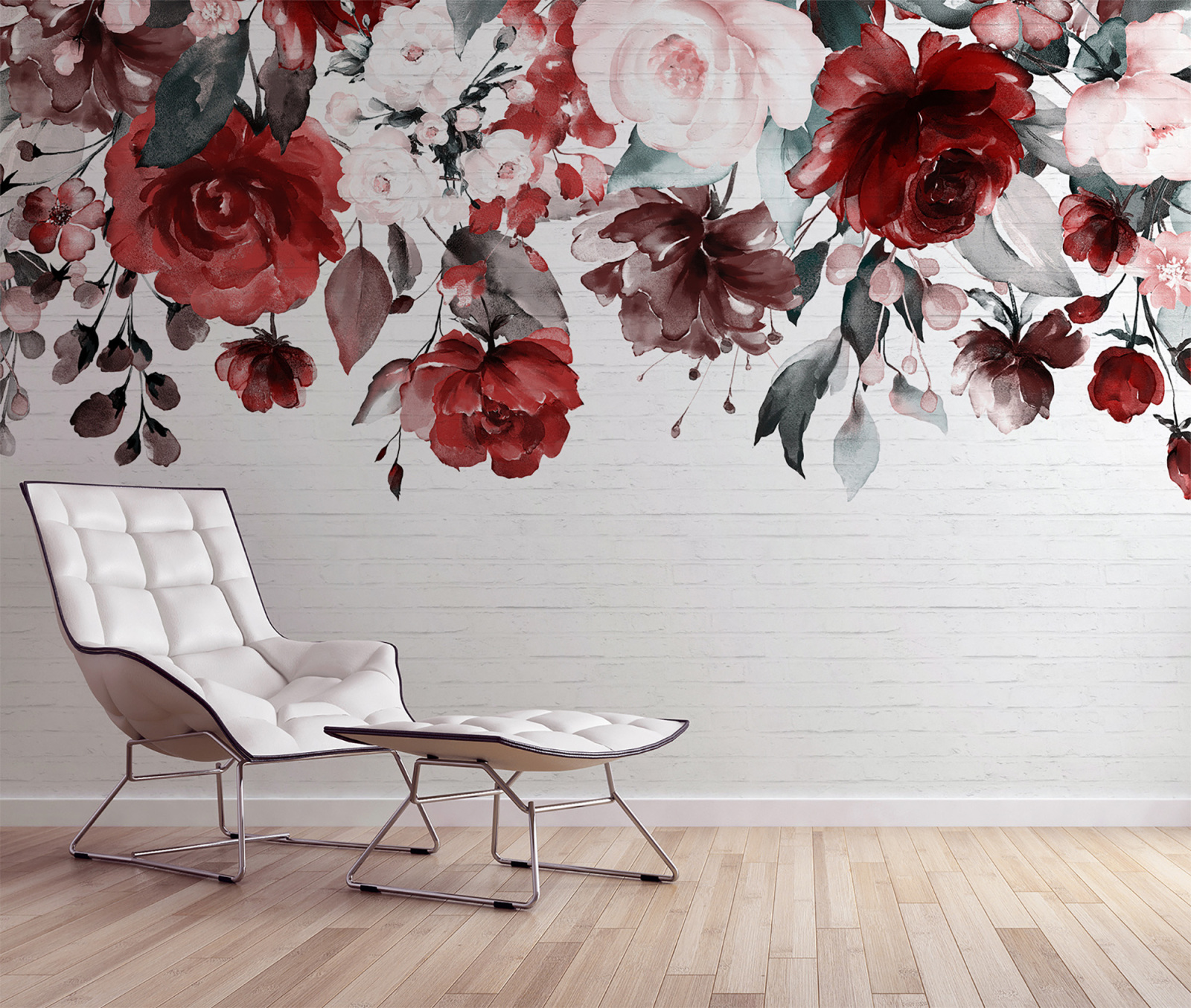 Fototapete DESIGNWALLS - weiß-rot - Blumen - 2,55 Meter