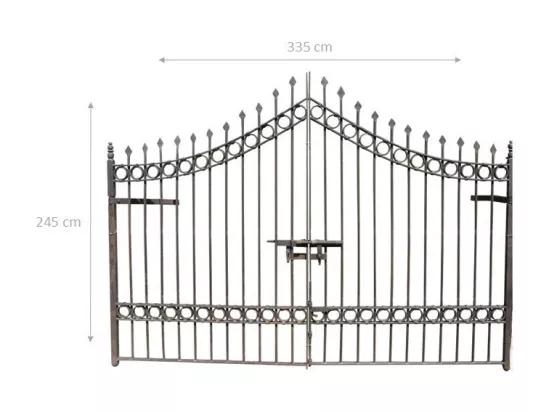 BISCOTTINI Portail - Fer Forgé Finition Antique - Clôture en Fer - Portail en Métal - Porte Décorative - Portail d'Entrée - 335x10x245cm - Une Pièce