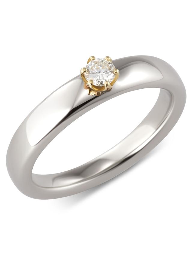 Solitär-Ring, Brillant, Platin 600 & Gelbgold 585