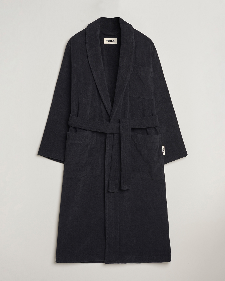 Tekla Organic Terry Bathrobe Black