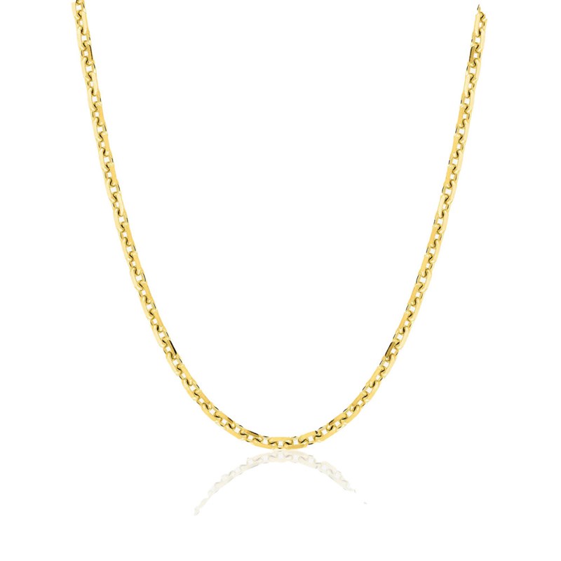 Chaîne mixte 40 cm - Maille Forçat diamanté - Or 18 Carats - Largeur 2.25 mm