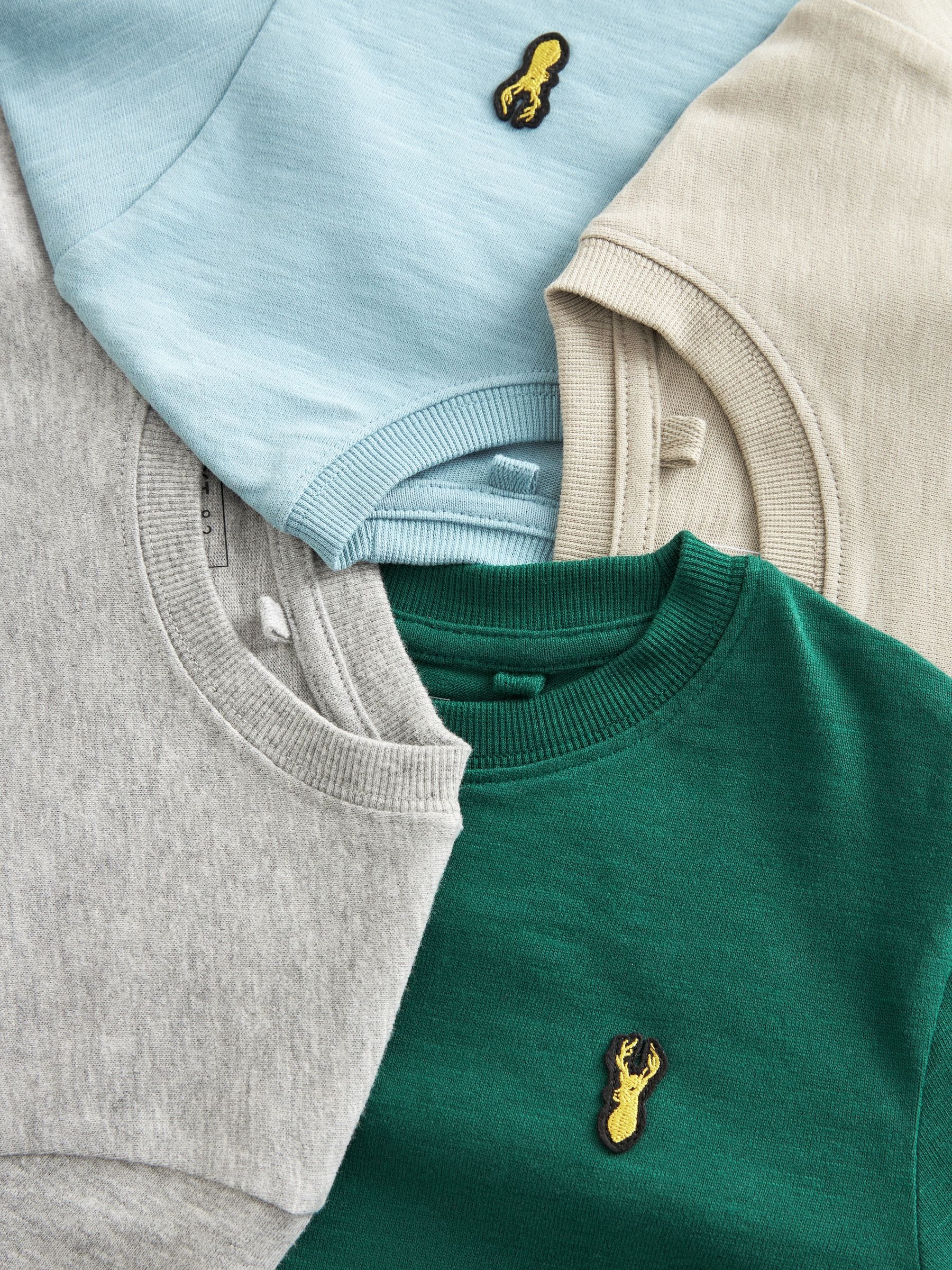 Blauw/Groen/Grijs/Kiezelkleurig - Verpakking van 4 zachte T-shirts met lange mouwen (3-16jr)