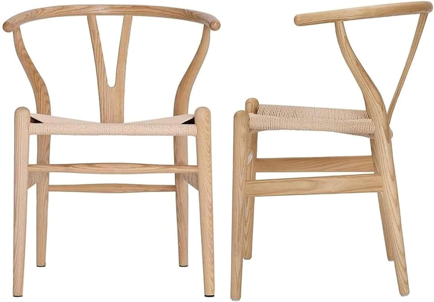 Tomile 2er Set Esszimmerstühle, Essstühle, Küchenstuhl, Rattan Stühle Esszimmer, Ergonomischer Sessel, Y-Rückenlehne, Küche/Esszimmer/Wohnzimmer/Arbeitszimmer, Keine Montage Erforderlich, Eschenholz