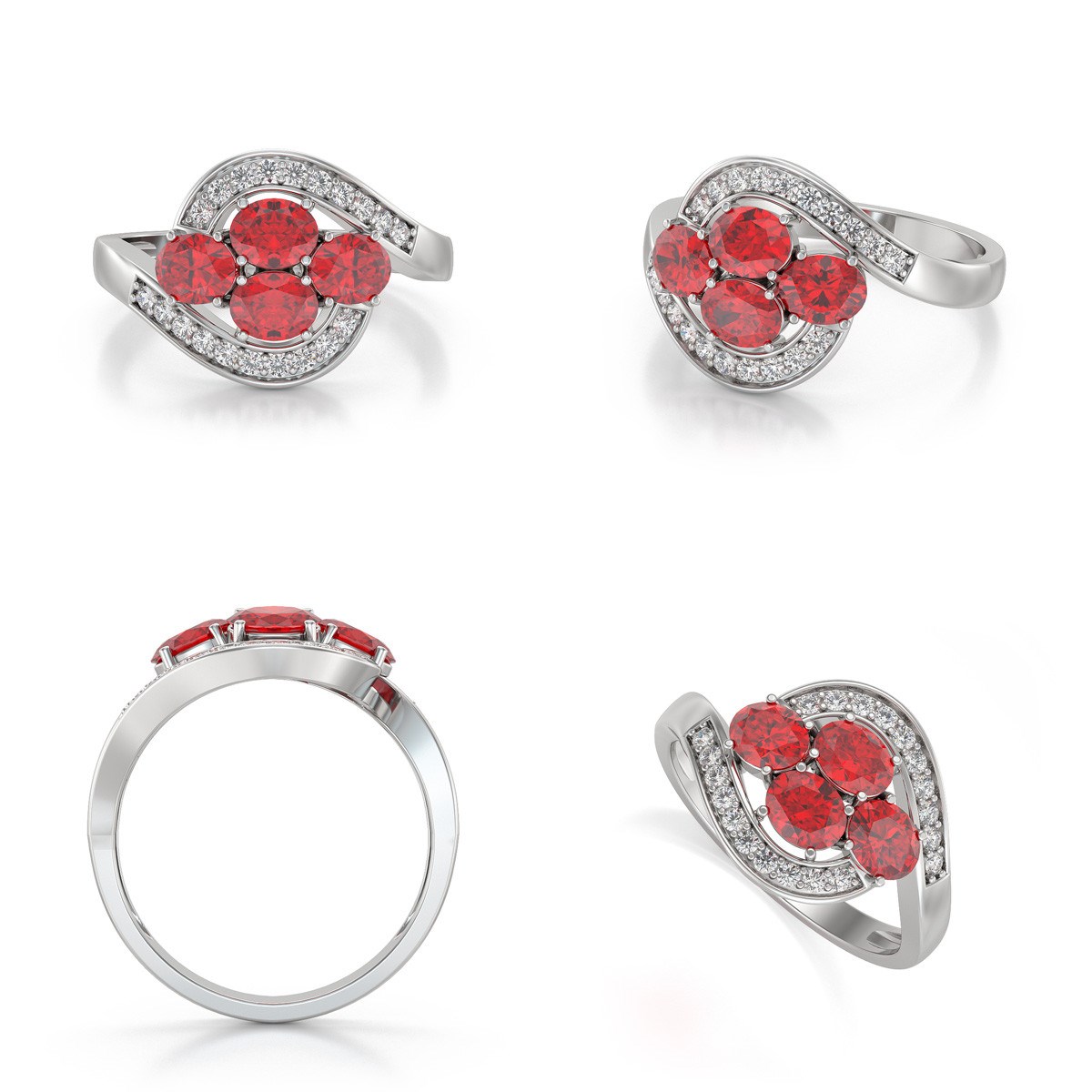 Bague Rubis et diamants sur Argent 925 2.91grs