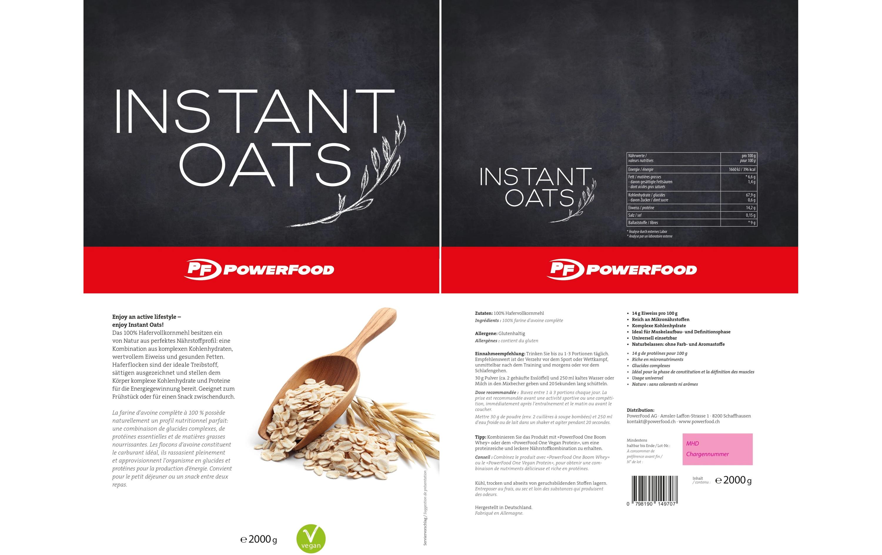 Instant Oats Natur, 2 kgHaferflocken