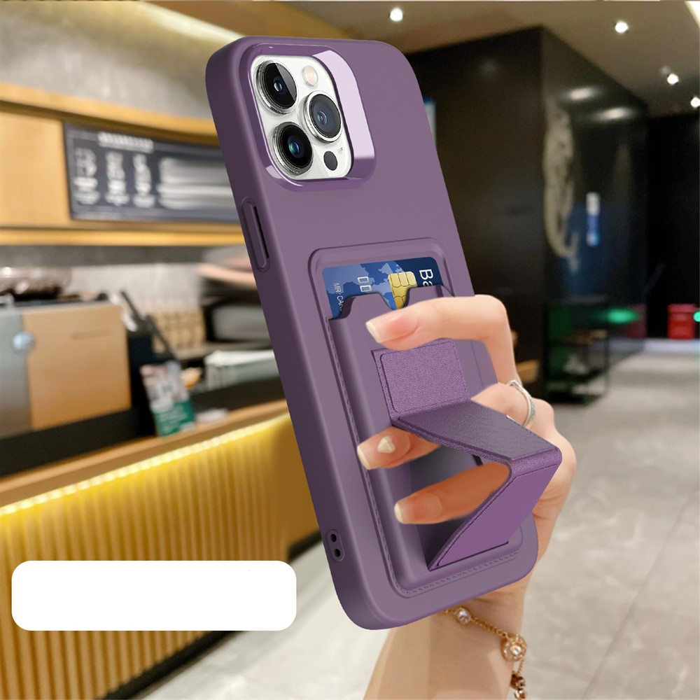 iPhone 15 Pro Gummi Hülle mit Kartenfach   Kickstand Aufsteller - Dunkelgrün